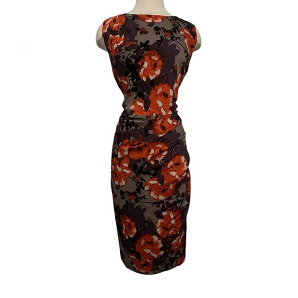 St. John Dresses & Skirts - St John Floral Sleeveless Dress - Orange and Black